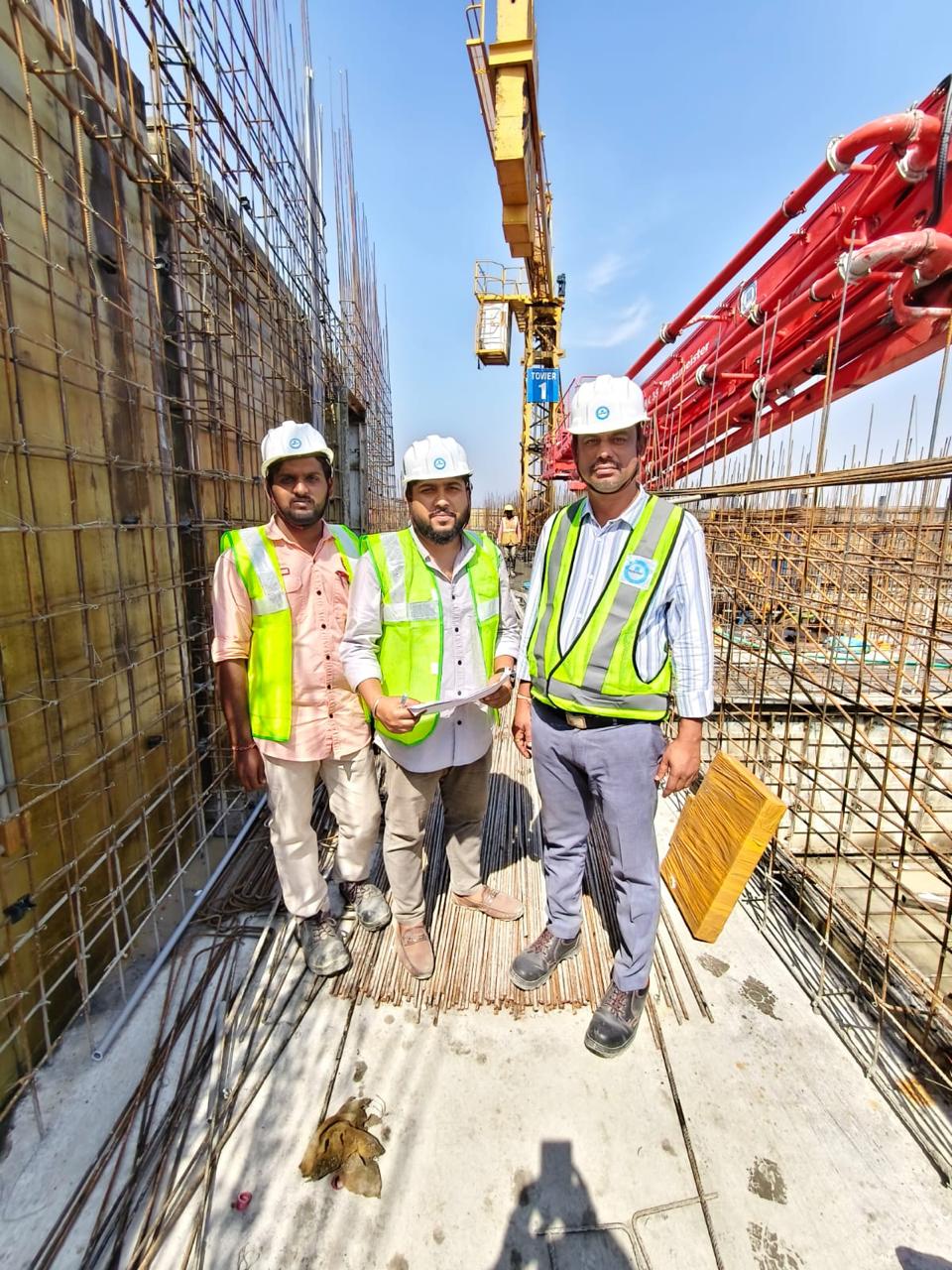 Team inspecting equipment